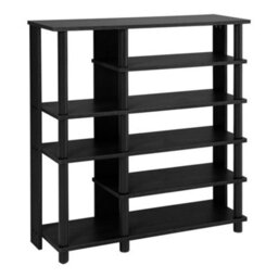 Thehotsale Black 5-Tier Wood Shoe Rack With Wooden Top For Entryway - thumbnail 4