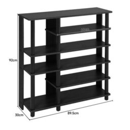 Thehotsale Black 5-Tier Wood Shoe Rack With Wooden Top For Entryway - thumbnail 6