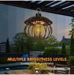 Amorly 2 Pcs Solar Shed Pendant Lights With Remote Control, Auto Dusk To Dawn Hanging Chandelier, Warm White Solar Light For Barn Patio - thumbnail 4