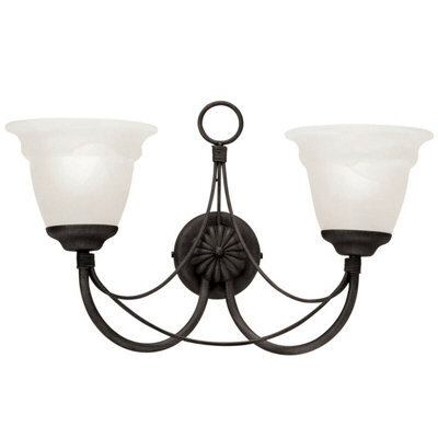 Elegant Twin Wall Light Candelabra In Ivory And Black With Led Bulbs
