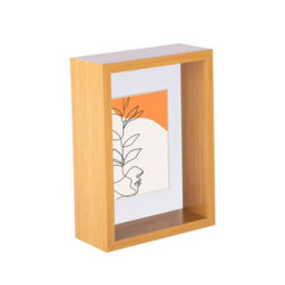 "Nicola Spring 5 X 7"" Deep Photo Frame - Light Wood/white Mount - 3D Deep Box Picture Frame Display Case (20 X 15Cm)" - thumbnail 1