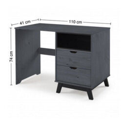 Mercers Furniture Scandian Grey Computer Desk Dressing Table Solid Wood Pine Wooden Office Bedroom Height-74Cm Width-110Cm Depth-41Cm - thumbnail 7