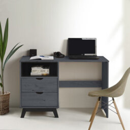 Mercers Furniture Scandian Grey Computer Desk Dressing Table Solid Wood Pine Wooden Office Bedroom Height-74Cm Width-110Cm Depth-41Cm - thumbnail 2