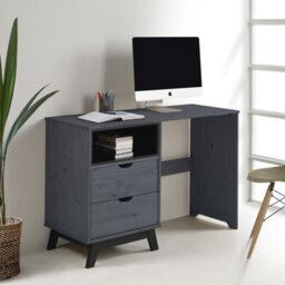 Mercers Furniture Scandian Grey Computer Desk Dressing Table Solid Wood Pine Wooden Office Bedroom Height-74Cm Width-110Cm Depth-41Cm
