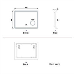 AVER-GROWTH Bathroom Led Mirror With Bluetooth 3 Colour Lights Anti-Fog Touch/wall Switch Clock 3X Magnifying Brightness Memory 800X600mm - thumbnail 9