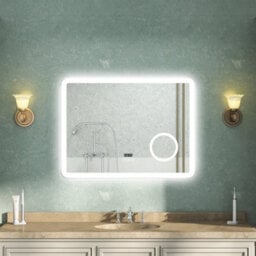 AVER-GROWTH Bathroom Led Mirror With Bluetooth 3 Colour Lights Anti-Fog Touch/wall Switch Clock 3X Magnifying Brightness Memory 800X600mm - thumbnail 1