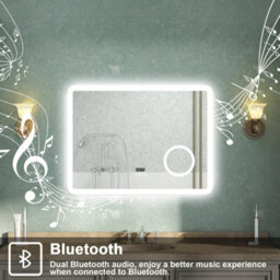 AVER-GROWTH Bathroom Led Mirror With Bluetooth 3 Colour Lights Anti-Fog Touch/wall Switch Clock 3X Magnifying Brightness Memory 800X600mm - thumbnail 2