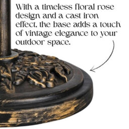 9Kg Round Garden Parasol Base Heavy Duty Bronze Cast Iron Effect Patio Umbrella Stand With Adjustable Collars & Tightening Knob - thumbnail 8