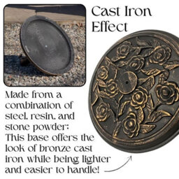 9Kg Round Garden Parasol Base Heavy Duty Bronze Cast Iron Effect Patio Umbrella Stand With Adjustable Collars & Tightening Knob - thumbnail 6