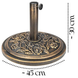 9Kg Round Garden Parasol Base Heavy Duty Bronze Cast Iron Effect Patio Umbrella Stand With Adjustable Collars & Tightening Knob - thumbnail 7
