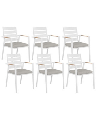 Beliani Set Of 6 Garden Chairs With Cushions Taviano Metal Grey - image 1