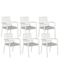 Beliani Set Of 6 Garden Chairs With Cushions Taviano Metal Grey - thumbnail 1