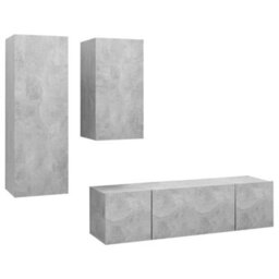 Berkfield 4 Piece Tv Cabinet Set Concrete Grey Engineered Wood - thumbnail 2