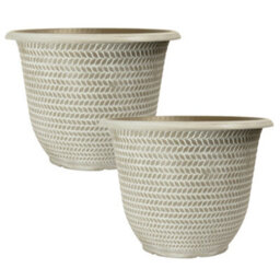 Yougarden Pair Of Parker Planters 30Cm Washed Taupe Garden Containers For Plants