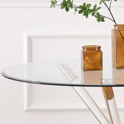Vidrio 100Cm Round Glass Dining Table Gold & Acrylic Legs - thumbnail 3