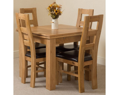 That's Furniture Richmond 90Cm - 150Cm Square Oak Extending Dining Table And 4 Chairs Dining Set With Yale Chairs - image 1