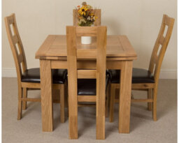 That's Furniture Richmond 90Cm - 150Cm Square Oak Extending Dining Table And 4 Chairs Dining Set With Yale Chairs - thumbnail 2