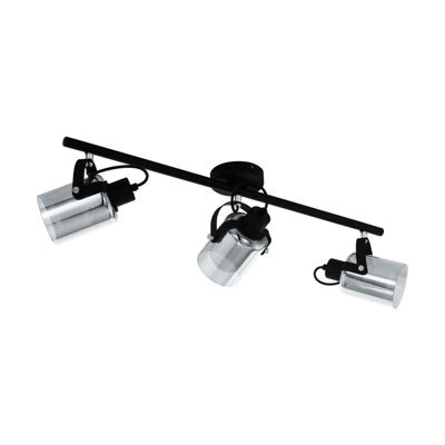 Elegant Black Chrome Flush Ceiling Light With Transparent Glass Shade - image 1