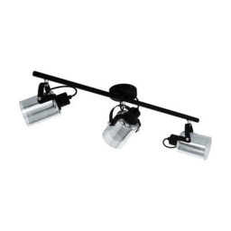 Elegant Black Chrome Flush Ceiling Light With Transparent Glass Shade - thumbnail 1