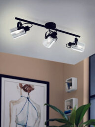 Elegant Black Chrome Flush Ceiling Light With Transparent Glass Shade - thumbnail 3