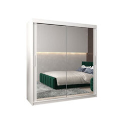 Arte Tokyo 03 Contemporary Mirrored 2 Sliding Door Wardrobe 9 Shelves 2 Rails White Matt (H)2000mm (W)1800mm (D)620mm - thumbnail 1