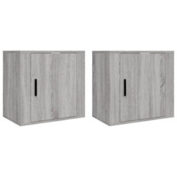 Berkfield Wall-Mounted Bedside Cabinets 2 Pcs Grey Sonoma 50X30X47 Cm - thumbnail 2
