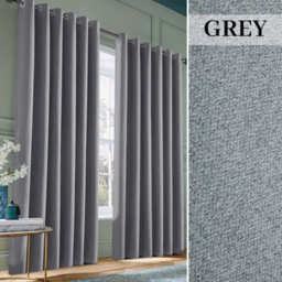 Ameha Grey 100%blackout Curtain 90X90', 260Gsm Linen Texture Fabric Ready Made,thermal Insulated For Bedroom Living Room Decor - thumbnail 2