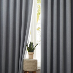 Ameha Grey 100%blackout Curtain 90X90', 260Gsm Linen Texture Fabric Ready Made,thermal Insulated For Bedroom Living Room Decor - thumbnail 3