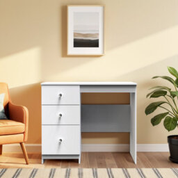 Yarmouth Ready Assembled Satin White 3 Drawer Non-Extendable Dressing Table (H)785mm (W)904mm (D)390mm