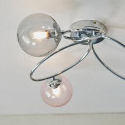 Luminosa Lighting Luminosa Ellipse Semi Flush 3 Light Globe Lamp Chrome, Pink Champagne & Tinted Glass Shades - End Of Line - thumbnail 5