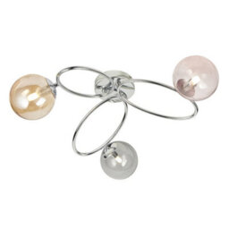 Luminosa Lighting Luminosa Ellipse Semi Flush 3 Light Globe Lamp Chrome, Pink Champagne & Tinted Glass Shades - End Of Line - thumbnail 1