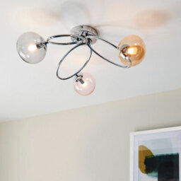 Luminosa Lighting Luminosa Ellipse Semi Flush 3 Light Globe Lamp Chrome, Pink Champagne & Tinted Glass Shades - End Of Line - thumbnail 2
