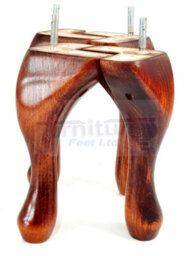 L&F Queen Anne Wooden Legs 150mm High Set Of 4 Mahogany Wash Replacement Furniture Feet Chairs Sofas Footstools M10 (10mm) - thumbnail 5