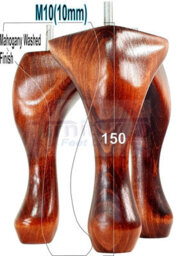 L&F Queen Anne Wooden Legs 150mm High Set Of 4 Mahogany Wash Replacement Furniture Feet Chairs Sofas Footstools M10 (10mm)