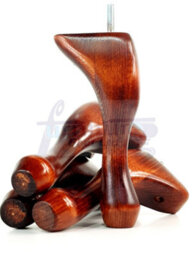 L&F Queen Anne Wooden Legs 150mm High Set Of 4 Mahogany Wash Replacement Furniture Feet Chairs Sofas Footstools M10 (10mm) - thumbnail 3