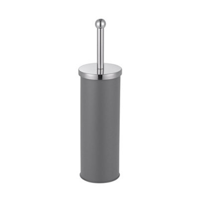Innoteck Essentials Bathroom Toilet Brush And Holder With Matt Finish And Stainless Steel Handle - Grey.