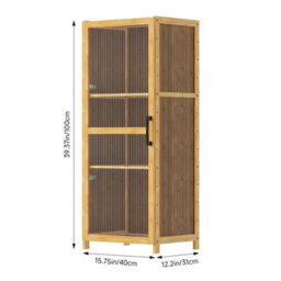 Living And Home 3-Tier Narrow Bookcase Storage Cabinet With Acrylic Door - thumbnail 5