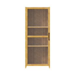Living And Home 3-Tier Narrow Bookcase Storage Cabinet With Acrylic Door - thumbnail 2