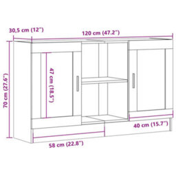 Vidaxl Sideboard Old Wood 120X30.5X70 Cm Engineered Wood - thumbnail 3