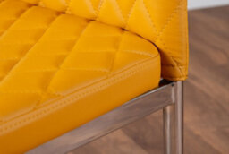 Furniturebox Arezzo White High Gloss Extending Dining Table & 6 Mustard Yellow Milan Faux Leather Dining Chairs - thumbnail 8