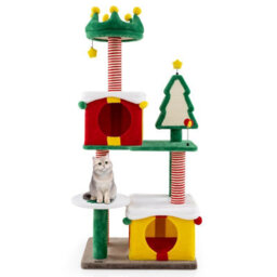 Costway Christmas Cat Tree For Indoor Cats Large Cat Tower W/ Sisal Scratching Posts - thumbnail 1