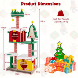 Costway Christmas Cat Tree For Indoor Cats Large Cat Tower W/ Sisal Scratching Posts - thumbnail 2