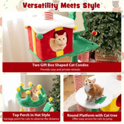 Costway Christmas Cat Tree For Indoor Cats Large Cat Tower W/ Sisal Scratching Posts - thumbnail 5