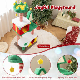 Costway Christmas Cat Tree For Indoor Cats Large Cat Tower W/ Sisal Scratching Posts - thumbnail 6