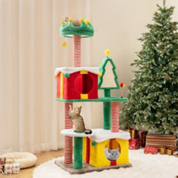 Costway Christmas Cat Tree For Indoor Cats Large Cat Tower W/ Sisal Scratching Posts - thumbnail 3