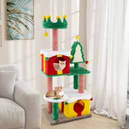 Costway Christmas Cat Tree For Indoor Cats Large Cat Tower W/ Sisal Scratching Posts - thumbnail 4