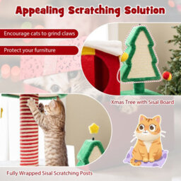 Costway Christmas Cat Tree For Indoor Cats Large Cat Tower W/ Sisal Scratching Posts - thumbnail 7