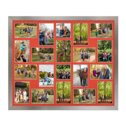 AK Frames 80X70Cm Aluminum Modern Multi Photo Frame With Poppy Red Mount - Holds 20 Apertures (18X) 6X4, (2X) 4X4 Photos - thumbnail 1