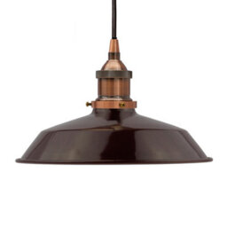 Burgundy Red Small Trinity Metal Painted Dome Pendant Light With Antique Copper Lamp Holder And Black Round Cable - Se Home