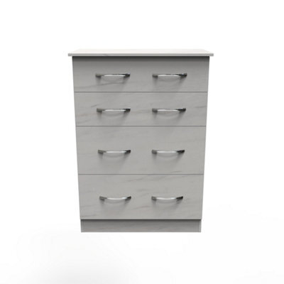 Hampshire 4 Drawer Deep Chest Of Drawers In Marble (Ready Assembled) - image 1